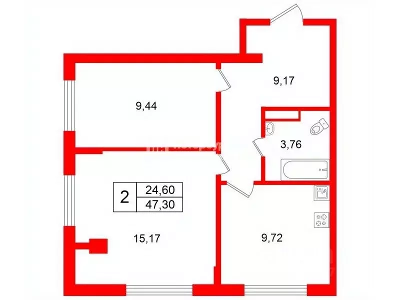 2-к кв. Ленинградская область, Мурино Всеволожский район, ул. Шоссе в ... - Фото 2