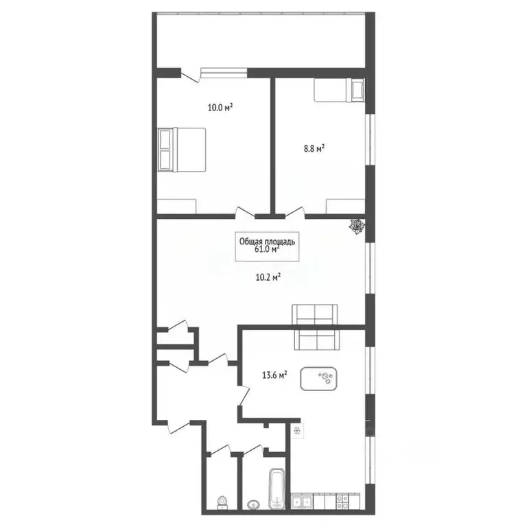 3-к кв. Новосибирская область, Новосибирск ул. Никитина, 138Б (61.0 м) - Фото 1
