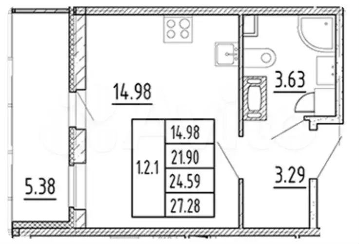 Квартира-студия, 25 м, 11/12 эт. - Фото 0