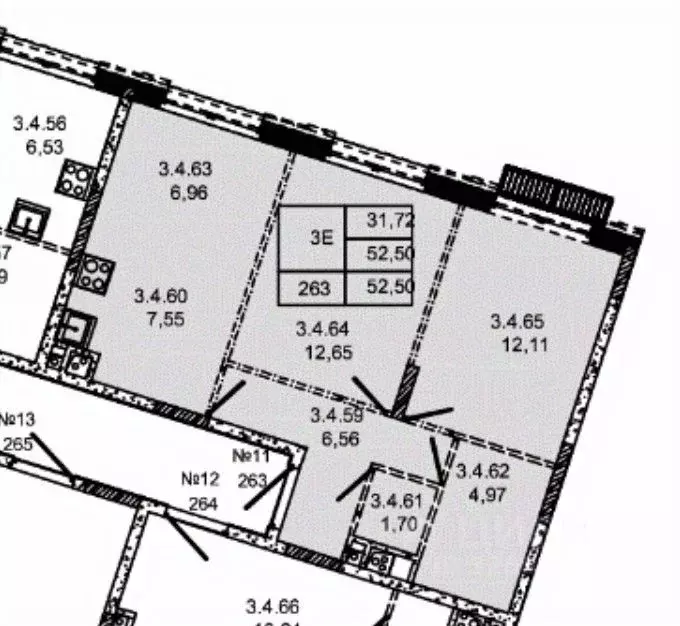 3-к кв. Москва № 3 кв-л, 6к2 (52.5 м) - Фото 1