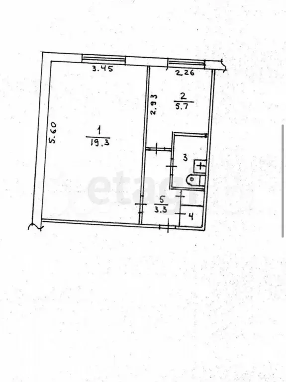 1-к. квартира, 32,6 м, 5/5 эт. - Фото 0