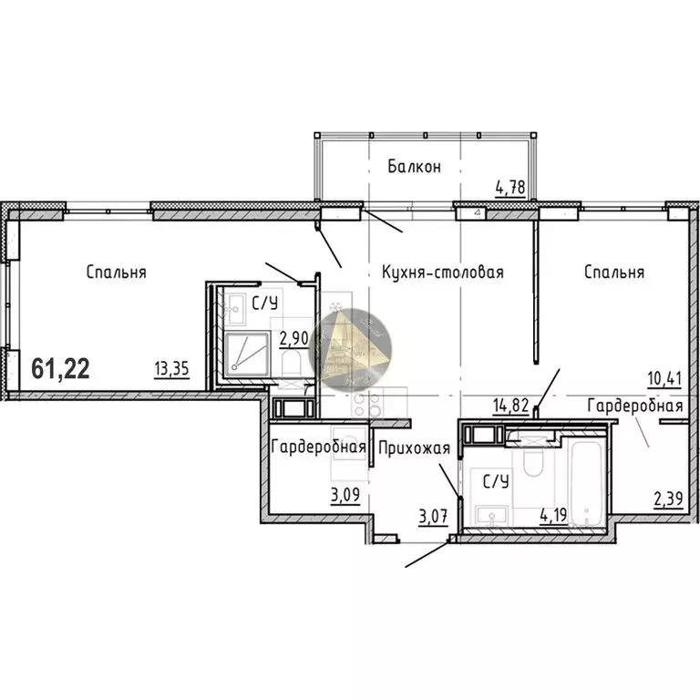 2-комнатная квартира: Санкт-Петербург, набережная реки Каменки, 3к3 ... - Фото 1