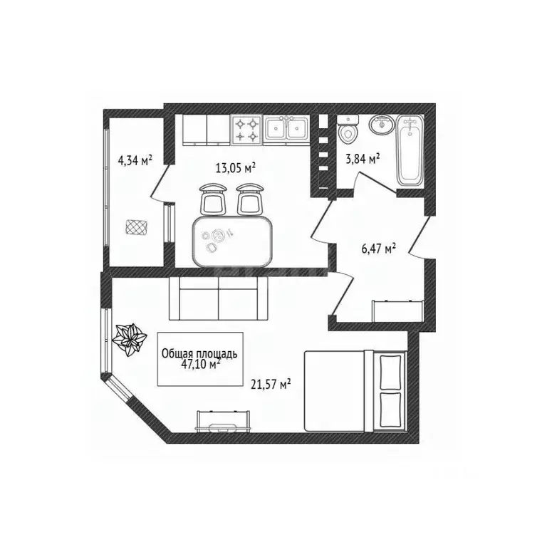 1-к кв. Брянская область, Брянск ул. Имени А.Ф. Войстроченко, 8 (45.0 ... - Фото 1
