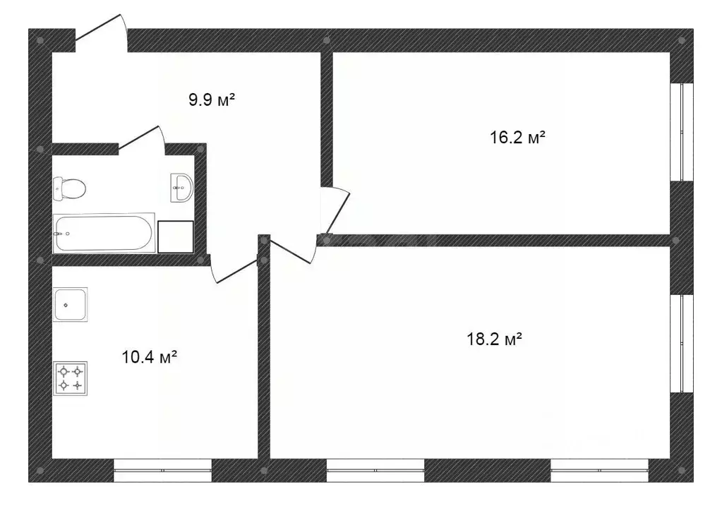 2-к кв. Костромская область, Кострома Никитская ул., 110 (40.9 м) - Фото 2