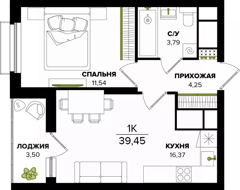 1-к кв. Тульская область, Тула  (39.45 м) - Фото 0