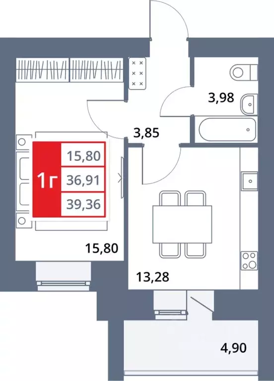1-к кв. Башкортостан, Октябрьский 33-й мкр,  (39.36 м) - Фото 1