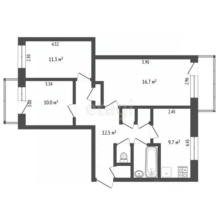 Комната Челябинская область, Челябинск Российская ул., 45А (9.1 м) - Фото 2