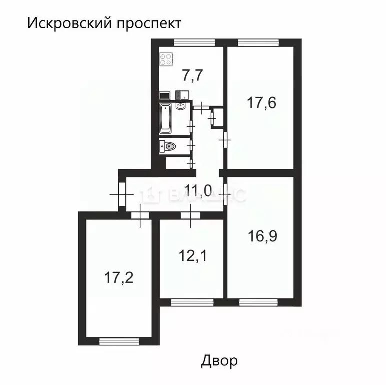 4-к кв. Санкт-Петербург Искровский просп., 20 (86.9 м) - Фото 2