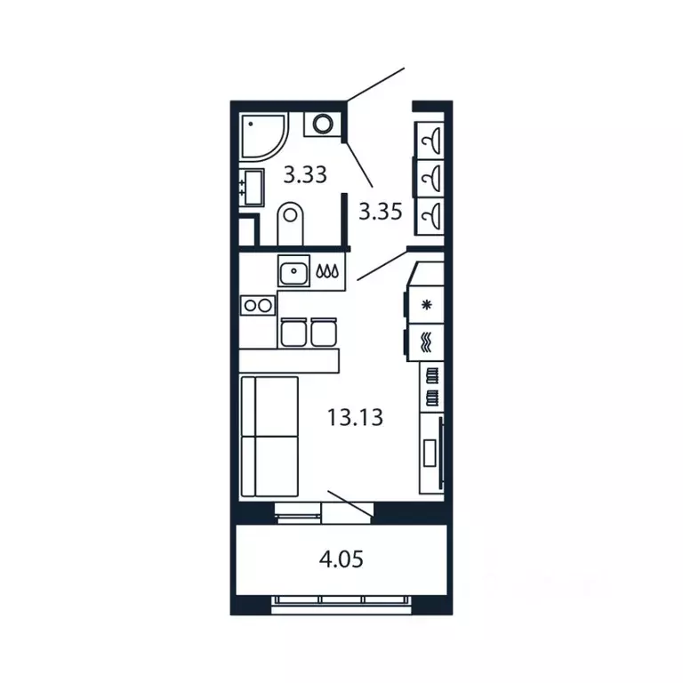 Студия Санкт-Петербург аллея Арцеуловская, 7к1 (20.62 м) - Фото 0