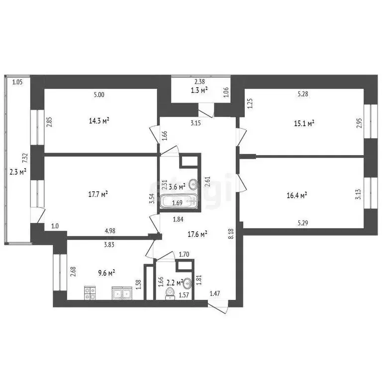 4-комнатная квартира: Альметьевск, улица Шевченко, 170 (100 м) - Фото 1