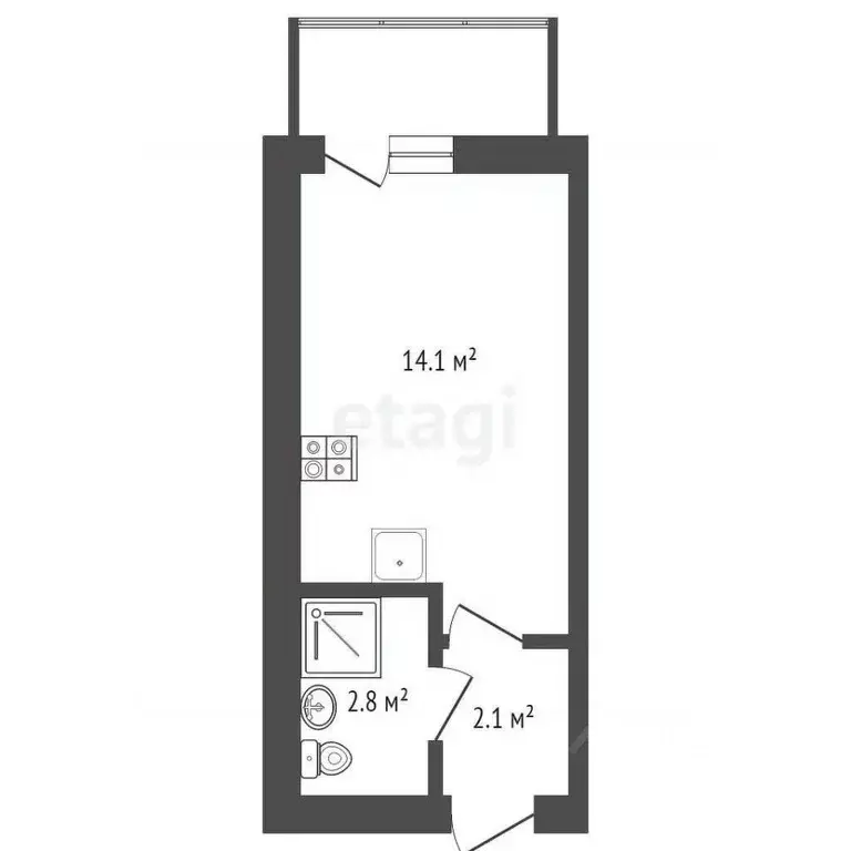 Студия Вологодская область, Вологда ул. Ломоносова, 4 (19.9 м) - Фото 2