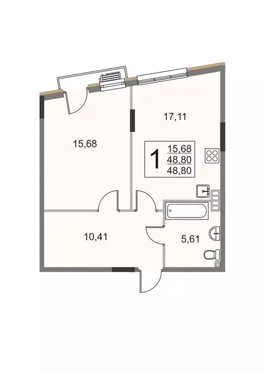 1-комнатная квартира: деревня Крюково, Высокая улица, 1 (48.6 м) - Фото 0