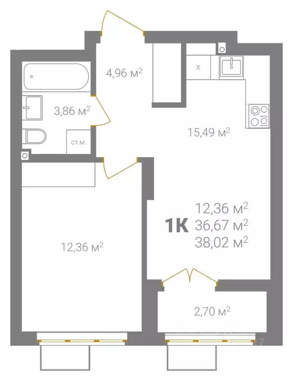 1-к кв. Нижегородская область, Нижний Новгород Ветеринарная ул. (38.02 ... - Фото 2