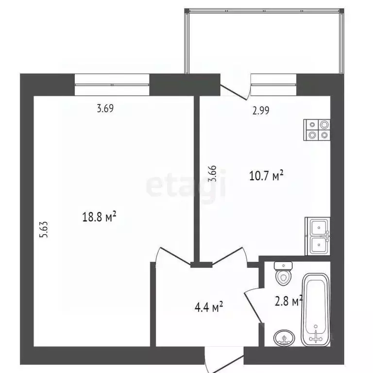 1-к кв. Ямало-Ненецкий АО, Ноябрьск Магистральная ул., 17 (36.7 м) - Фото 2