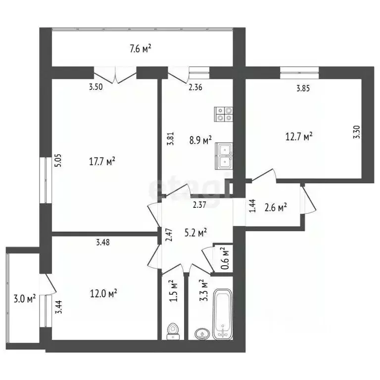 3-к кв. Крым, Ялта ул. Жадановского, 3 (64.5 м) - Фото 2