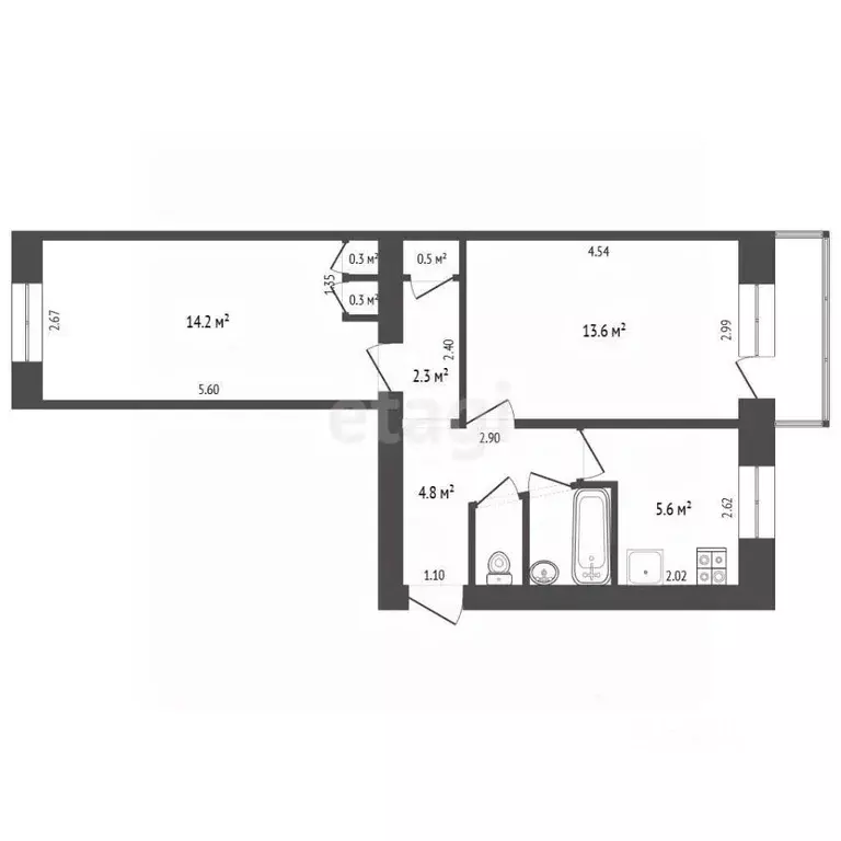 2-к кв. Забайкальский край, Чита ул. Текстильщиков, 7 (44.8 м) - Фото 2