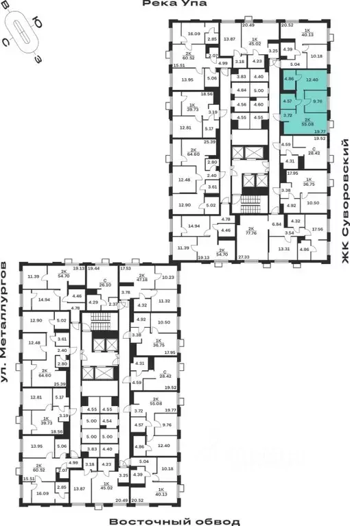 2-к кв. Тульская область, Тула Парк Патриот жилой комплекс (55.08 м) - Фото 1