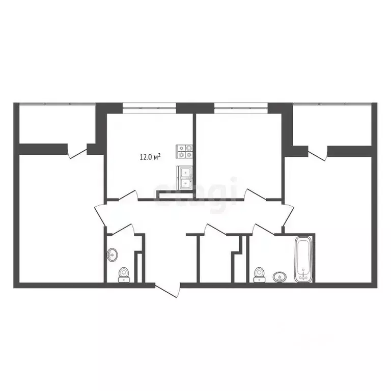 3-к кв. Ханты-Мансийский АО, Сургут тракт Югорский, 4 (81.9 м) - Фото 1