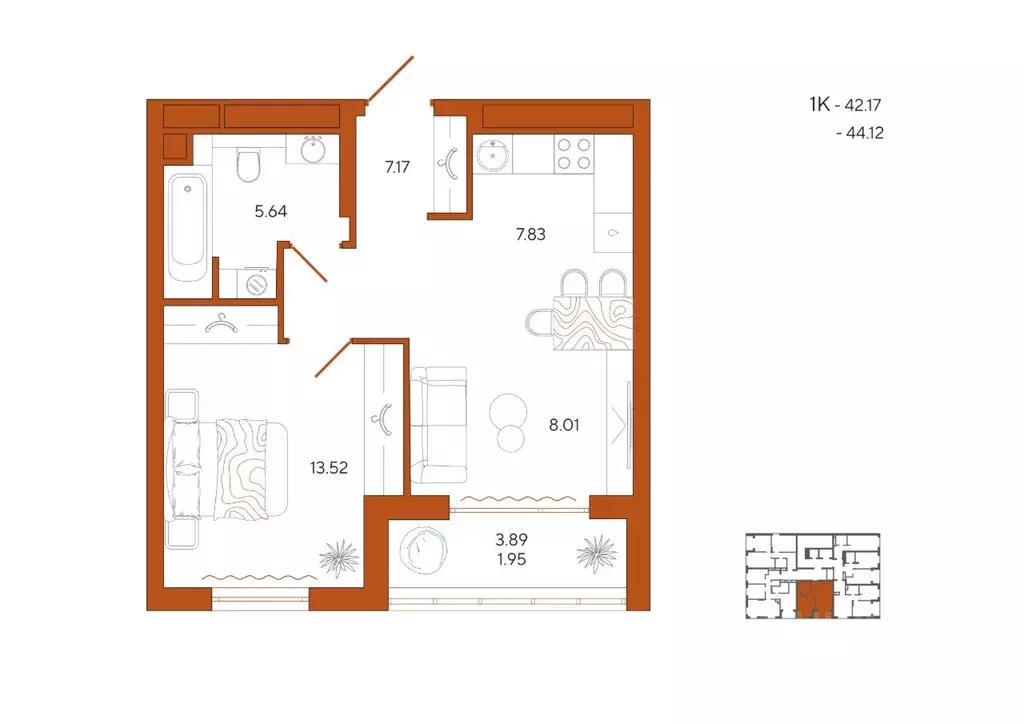 1-к кв. Пензенская область, Пенза Терра жилой комплекс (44.12 м) - Фото 1