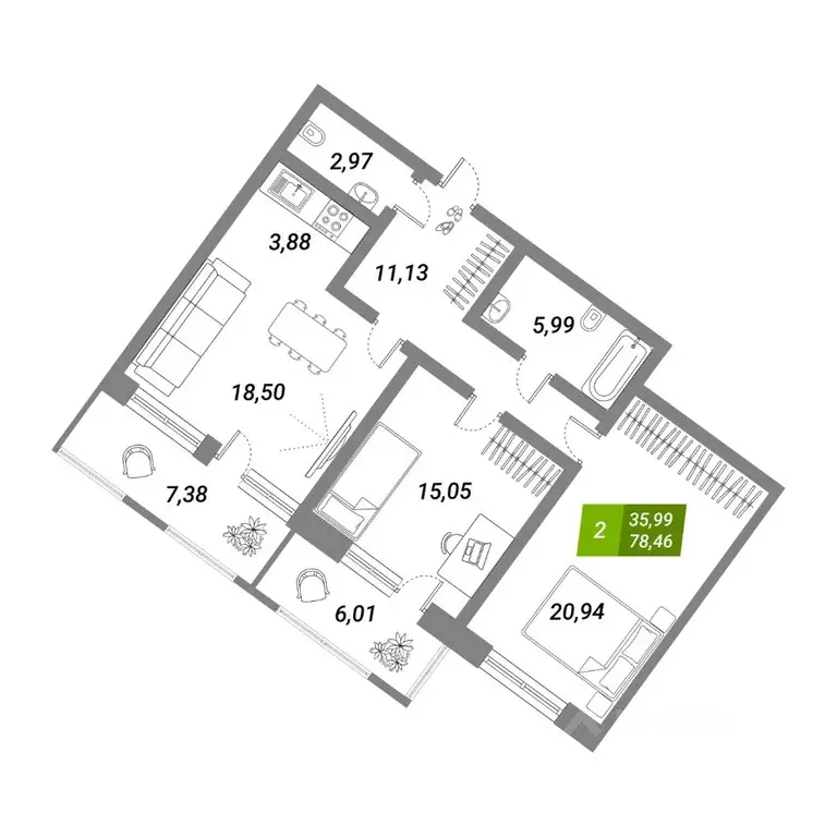 2-к кв. Новосибирская область, Новосибирск 2-я Сухарная ул. (91.85 м) - Фото 0