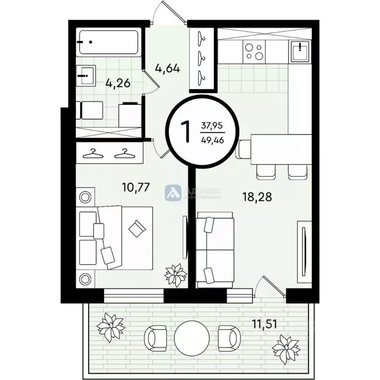 1-к кв. Тюменская область, Тюмень ул. Александра Звягина, 3 (49.46 м) - Фото 1