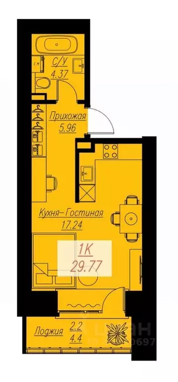 Студия Красноярский край, Красноярск Семафорная ул., 441а (29.77 м) - Фото 0