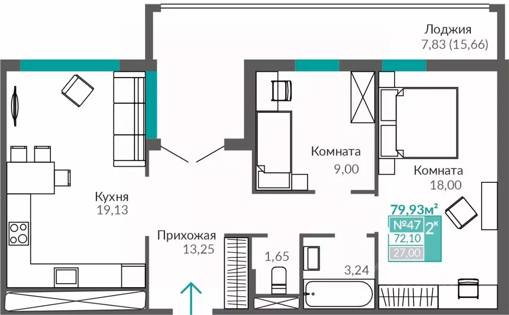 2-к кв. Крым, Симферополь Крымская роза мкр, Абрикос жилой комплекс ... - Фото 0