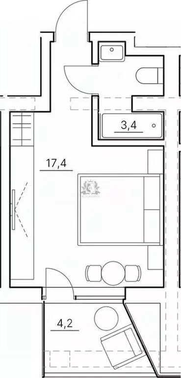 Студия Санкт-Петербург пос. Смолячково, ш. Приморское, 673О (25.0 м) - Фото 2