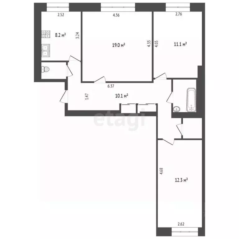 3-к кв. Архангельская область, Архангельск Воскресенская ул., 105 ... - Фото 2