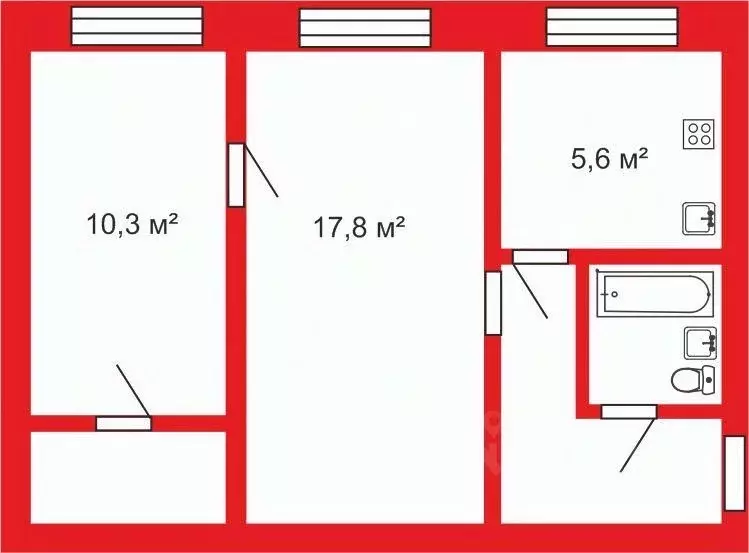 2-к кв. Челябинская область, Челябинск ул. Кирова, 4А (44.8 м) - Фото 1