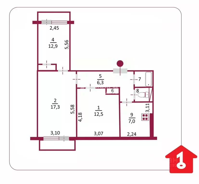 3-к кв. Омская область, Омск Заозерный мкр, просп. Менделеева, 10 ... - Фото 2