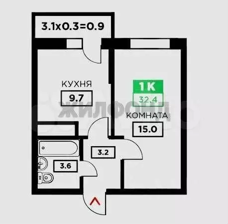1-к. квартира, 32,5 м, 12/24 эт. - Фото 0