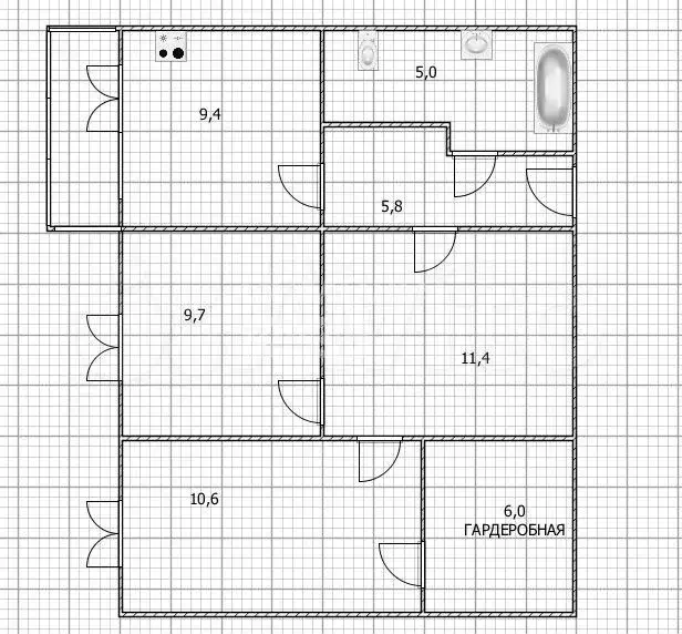 3-к. квартира, 57,6 м, 1/3 эт. - Фото 1