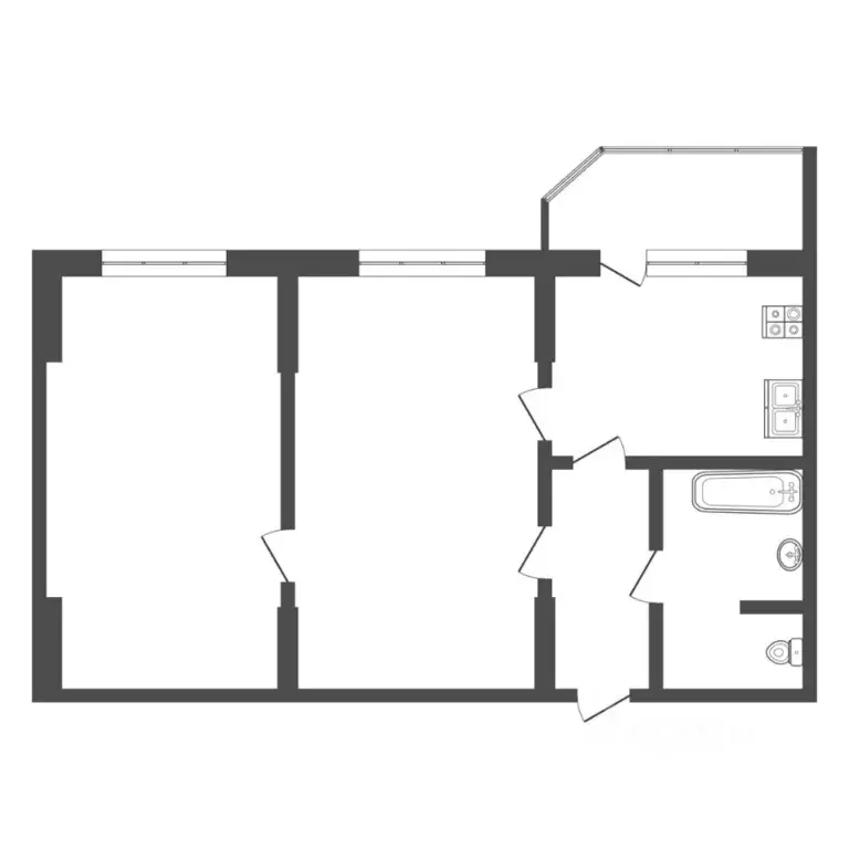 2-к кв. Тюменская область, Тюмень ул. Федюнинского, 54к2 (58.8 м) - Фото 1