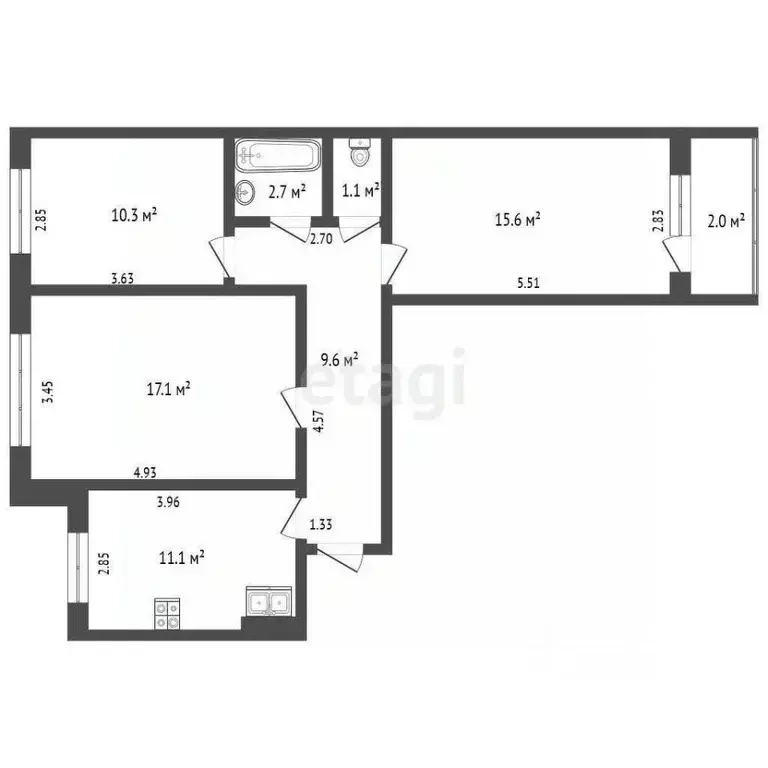 3-к кв. Московская область, Рузский муниципальный округ, Тучково пгт, ... - Фото 2