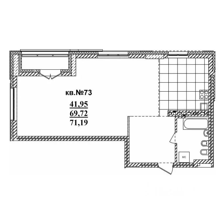 Студия Новосибирская область, Новосибирск Садовая ул., 17 (70.88 м) - Фото 0