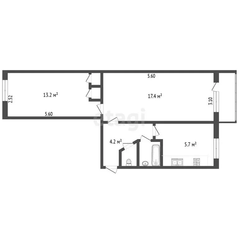2-комнатная квартира: Алушта, Партизанская улица, 21 (44.1 м) - Фото 1