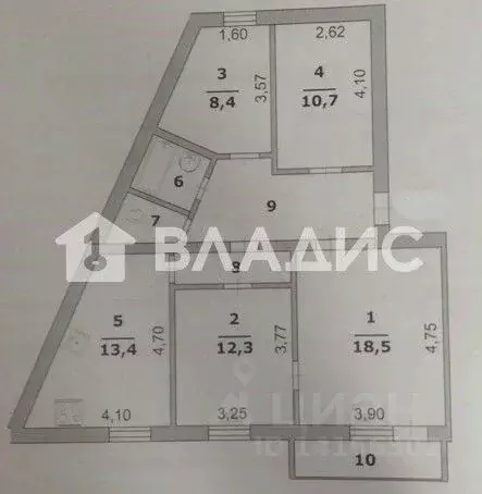 4-к кв. Белгородская область, Белгород ул. Губкина, 49 (80.2 м) - Фото 2