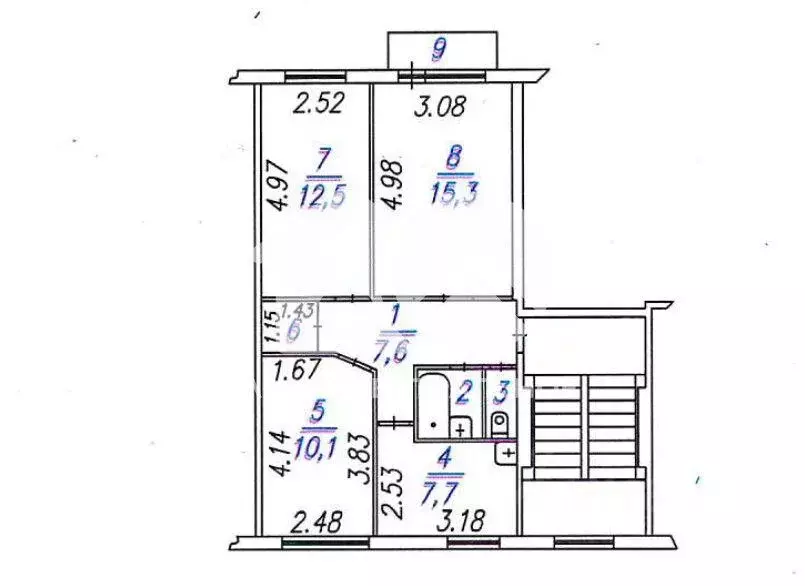 Квартира, 3 комнаты, 57.6 м - Фото 1