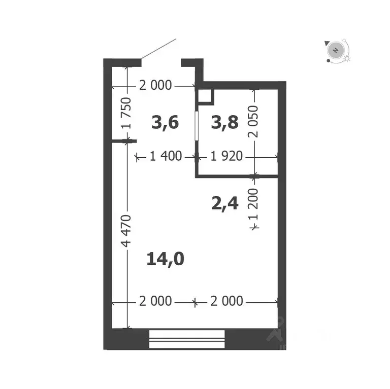 Студия Москва 3-я оч., Шагал жилой комплекс (23.8 м) - Фото 1