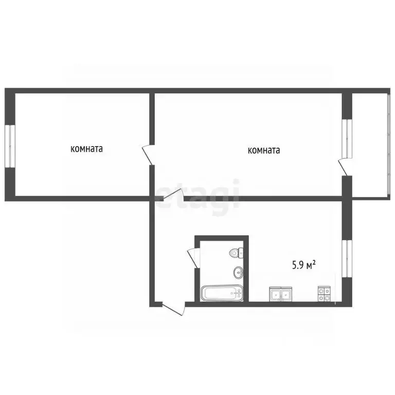 2-к кв. Ставропольский край, Ессентуки ул. Гагарина (40.0 м) - Фото 2