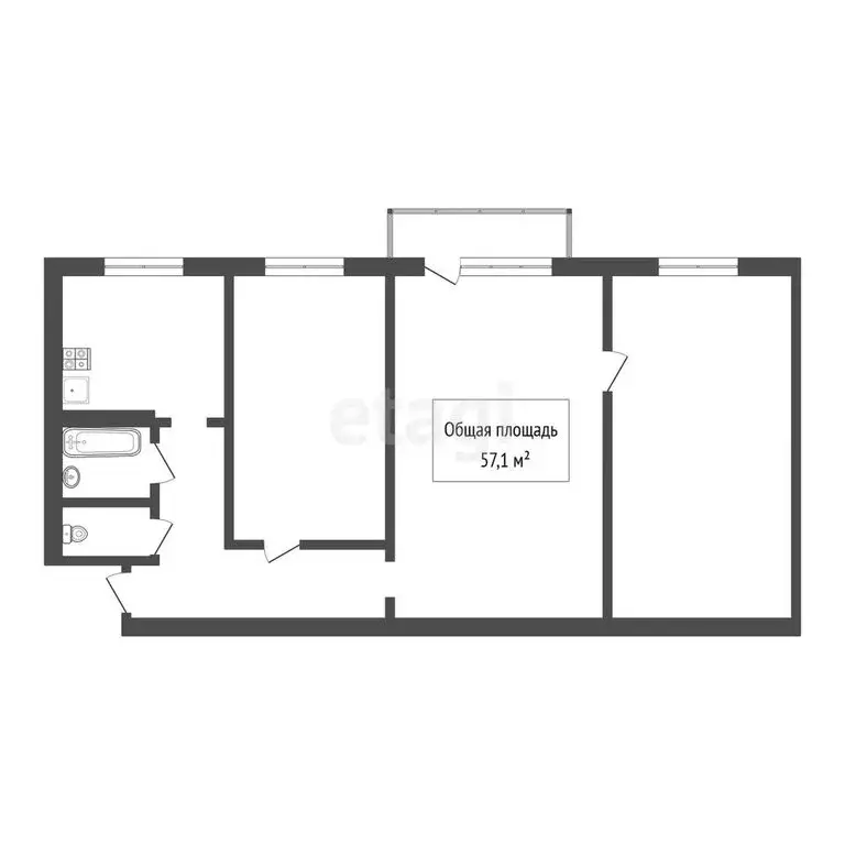 3-комнатная квартира: Томск, улица Беринга, 5/2 (57.1 м) - Фото 0