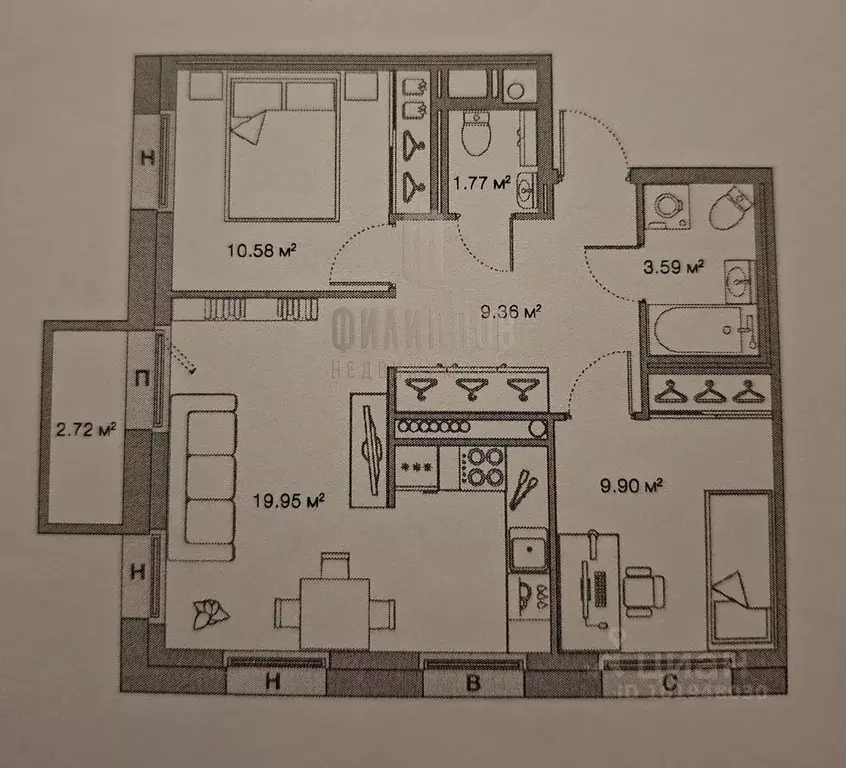 2-к кв. Санкт-Петербург Комендантский просп., 58к1 (55.2 м) - Фото 2