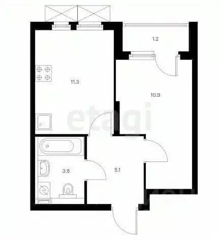 1-к кв. Краснодарский край, Новороссийск ул. Григорьева, 12 (31.1 м) - Фото 1