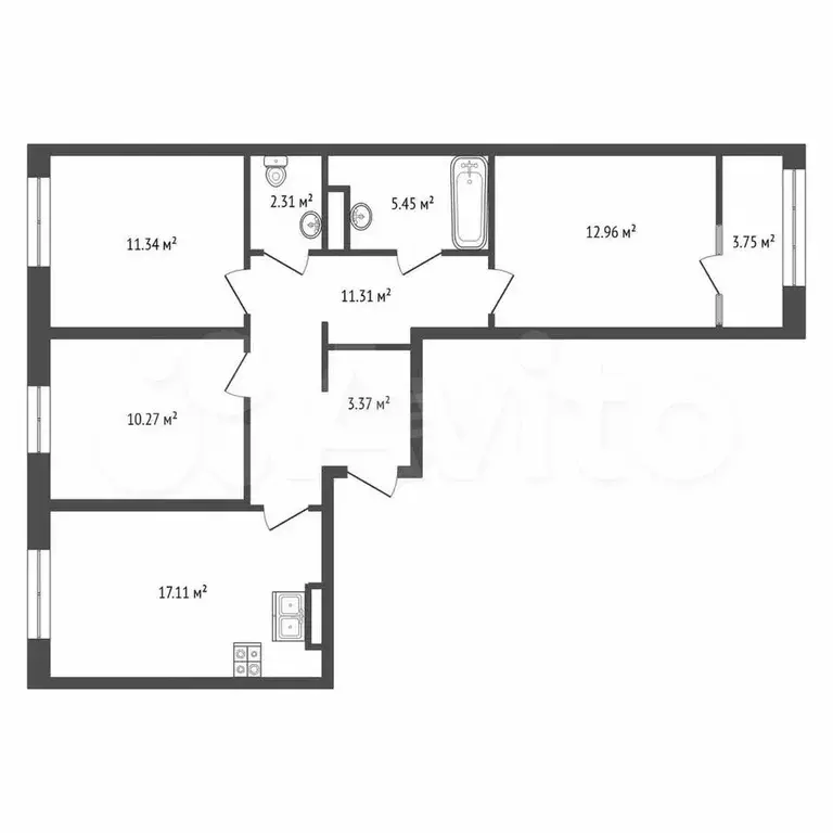 3-к. квартира, 77,9 м, 6/8 эт. - Фото 1