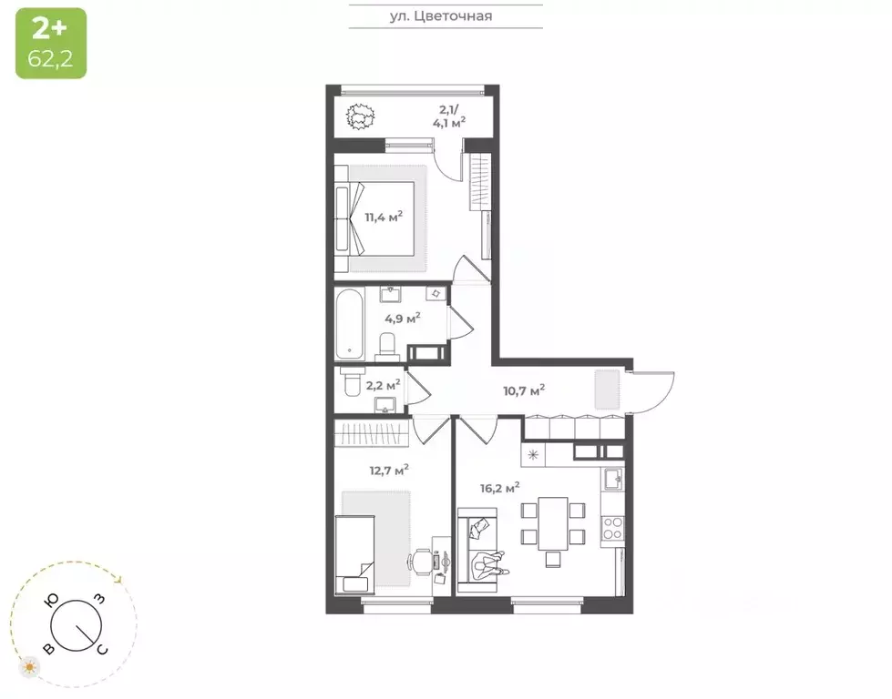 2-к кв. Тверская область, Тверь Соминка мкр,  (60.2 м) - Фото 1