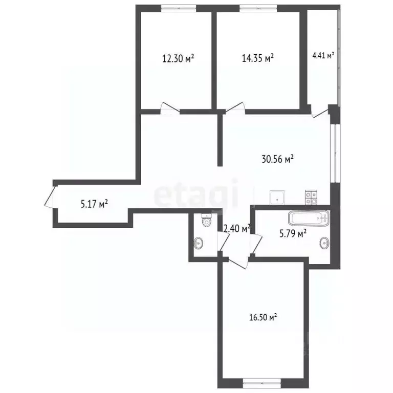 3-к кв. Ростовская область, Батайск Комсомольская ул., 135к2 (88.0 м) - Фото 1