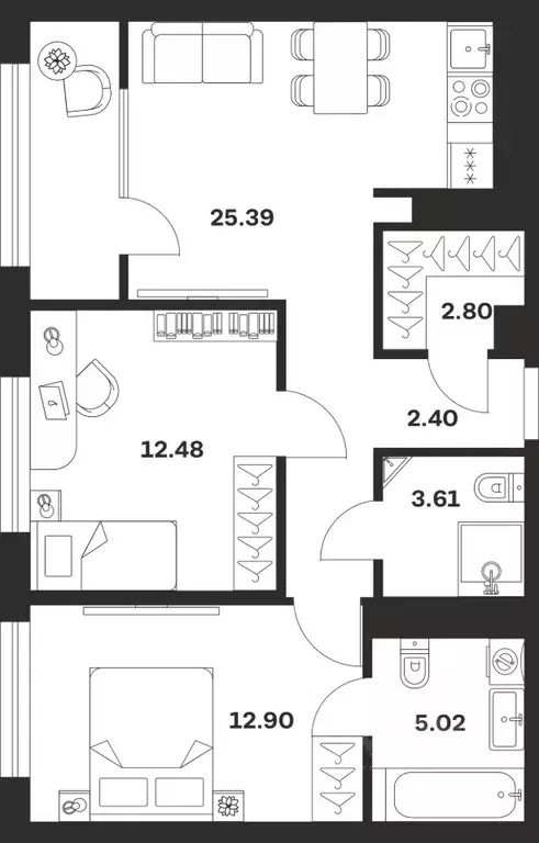2-к кв. Тульская область, Тула Парк Патриот жилой комплекс (64.6 м) - Фото 1