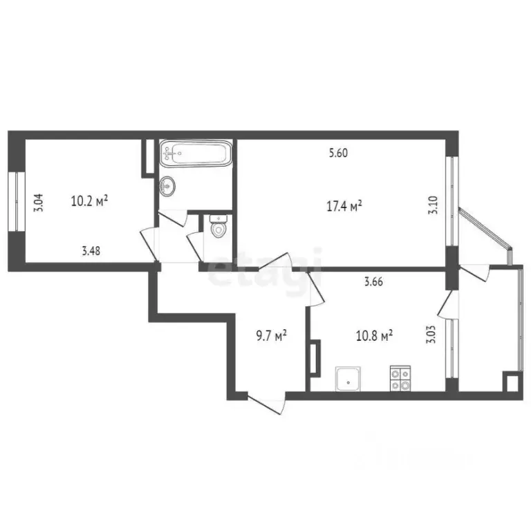 2-к кв. Камчатский край, Петропавловск-Камчатский ул. Карбышева, 10 ... - Фото 2