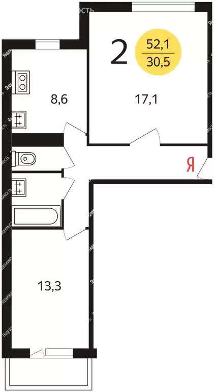 2-комнатная квартира: Москва, улица Конёнкова, 15 (53 м) - Фото 0